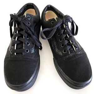 EUC Vans Off The Wall Black Canvas Sneaker Lace-up Women's Size 6.5